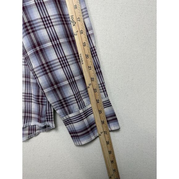 Wrangler Men's Long Sleeve Shirt Pearl Snaps Sz XL Plum Plaid Western Cowboy - Picture 6 of 10